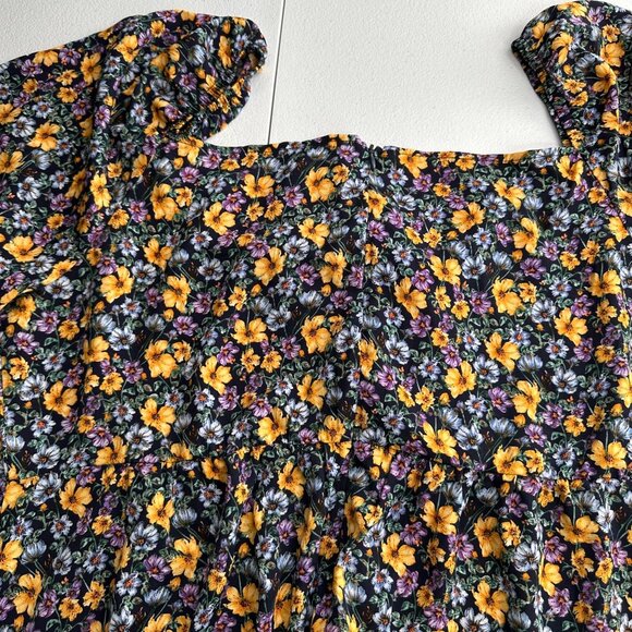 Shein Curve 4XL Floral Long Sleeve Mini Dress Zipper Babydoll Cottage Swing Boho - Picture 10 of 10